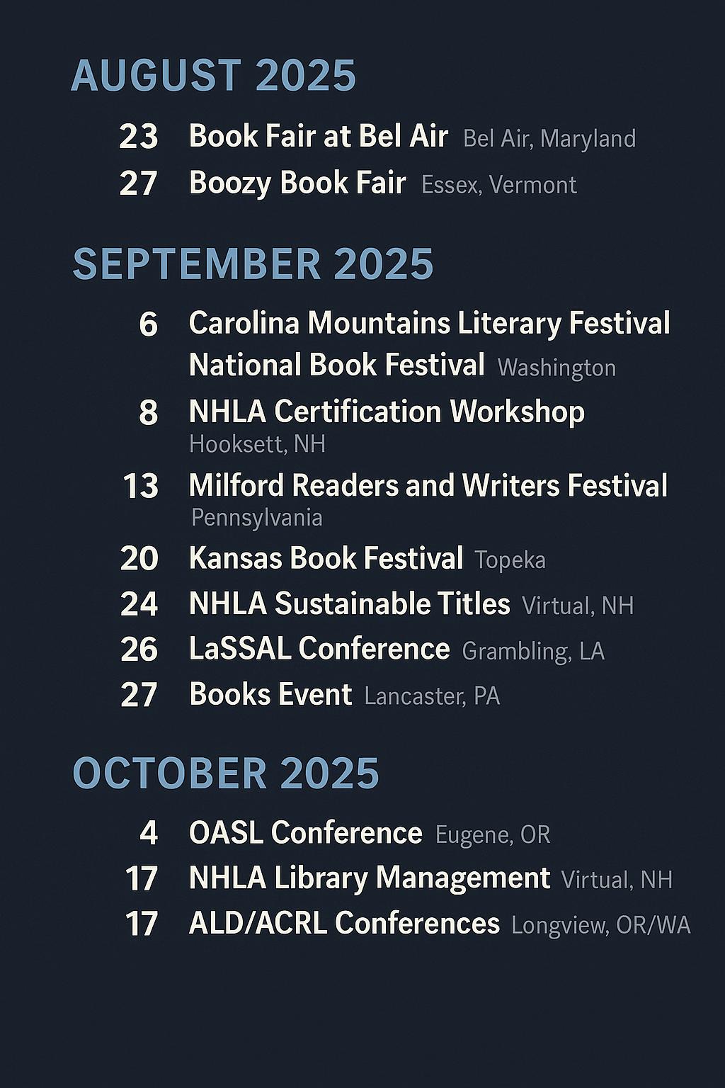 Upcoming Book Fairs & Conferences